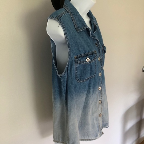 MINKPINK Ombre faded sleeveless denim jean shirt size medium - Picture 7 of 12